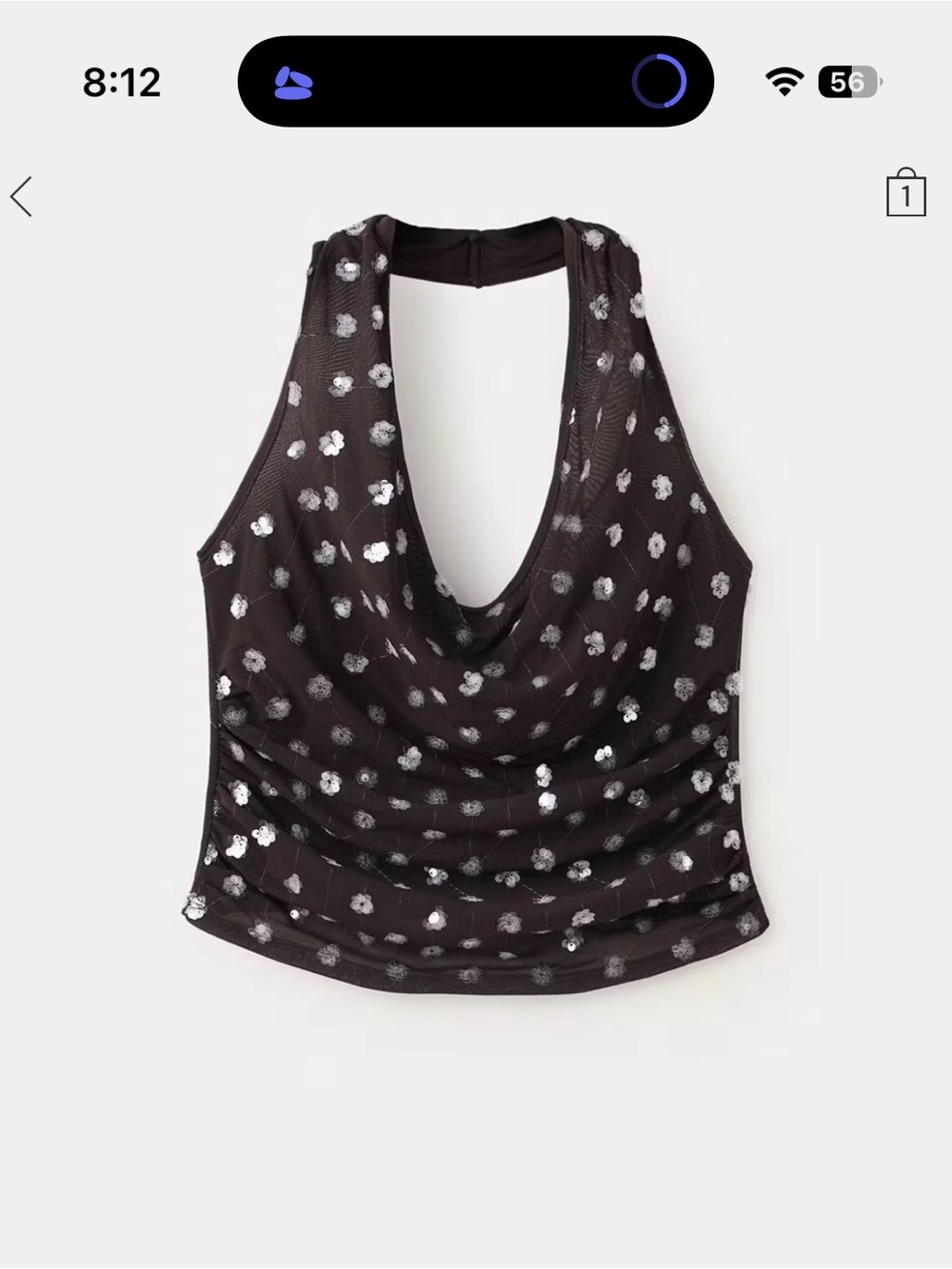 Brown y2k cowl halter sequins - Picture 2 of 4